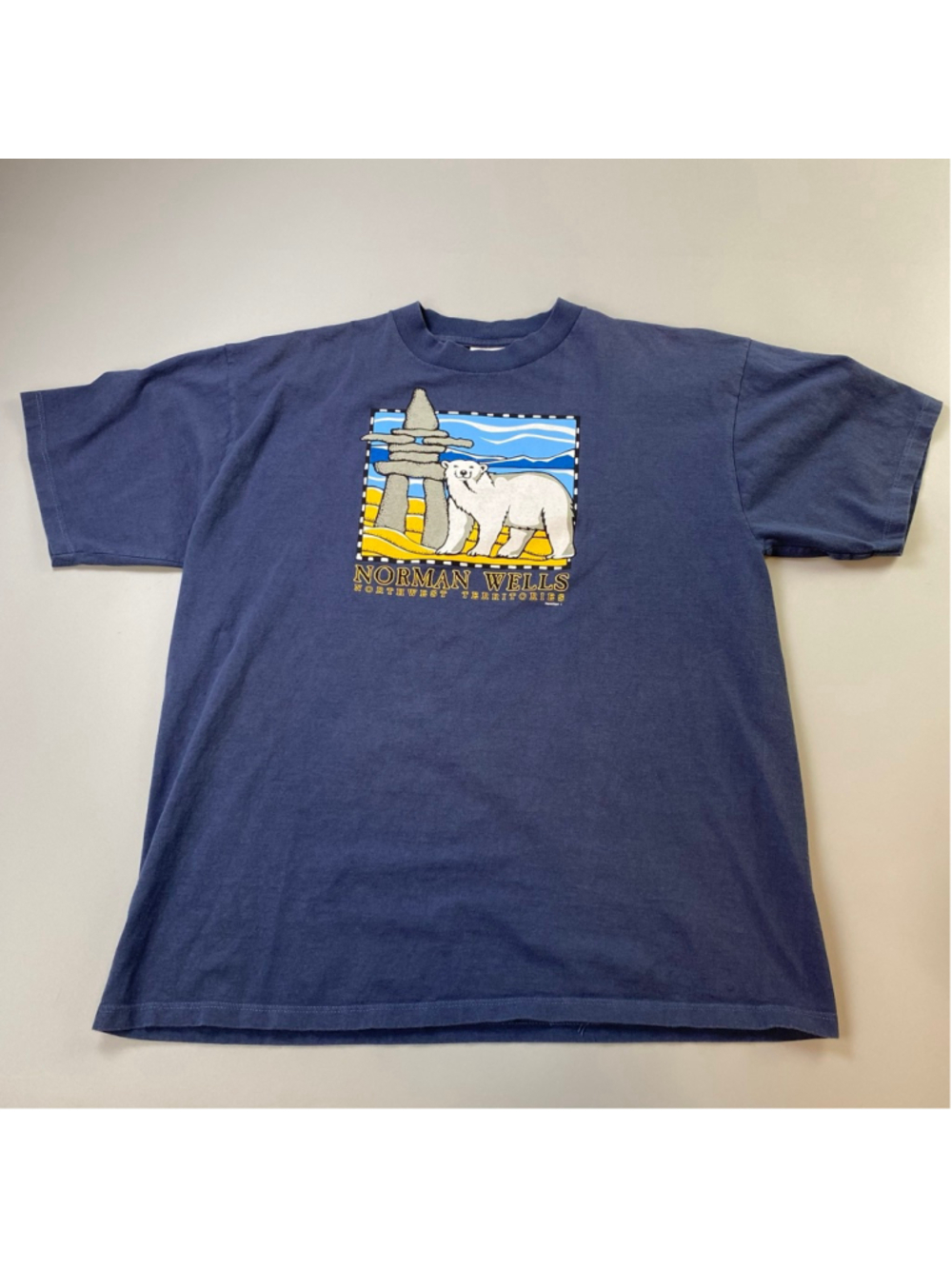 Vintage Norman Wells Northwest Territories TShirt Blue XL Polar Bear Granola